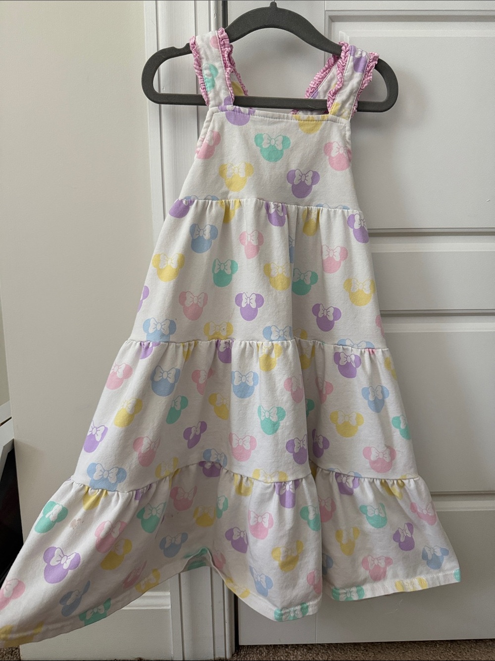 Girls' Pastel Minnie Mouse Print Tiered dress